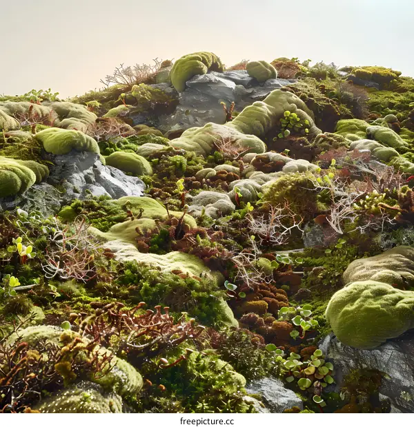 Green Moss Covered Rocks in Nature