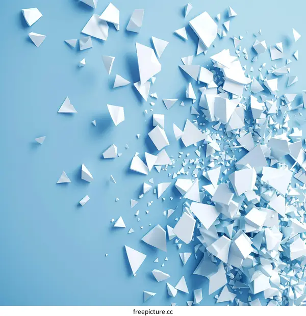 3D illustration of white geometric shapes on blue background