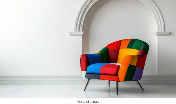 Colorful Patchwork Armchair in Modern Interior