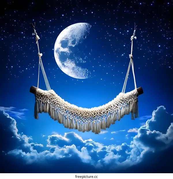 Hammock Swinging Under The Moonlit Sky