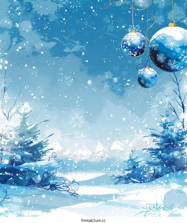 Christmas Scene with Snow Covered Trees