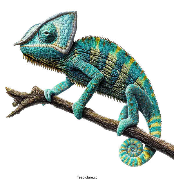 [Transparent Background PNG]Detailed Illustration of a Colorful Chameleon