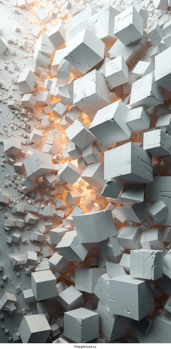 Glowing cubes futuristic seamless pattern