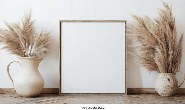 Empty Frame with Dried Pampas Grass Decor