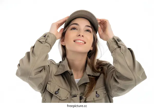 Woman in a Green Jacket and Hat
