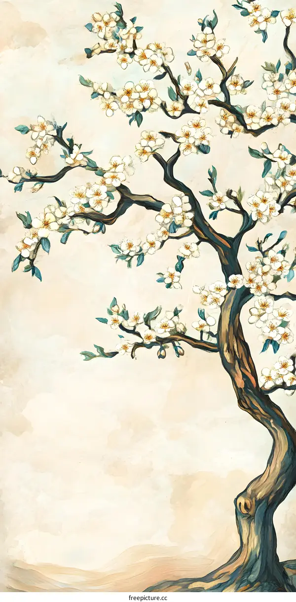 White Flowers and Branches of a Tree