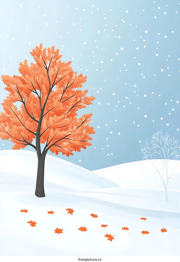 Winter Landscape with Tree and Snow