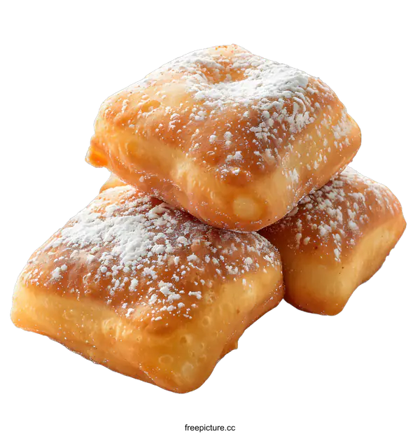 [Transparent Background PNG]Three Beignets on a White Background
