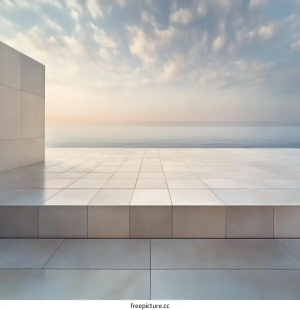 Modern Minimalist Outdoor Patio with Ocean View