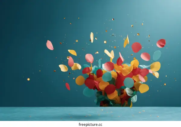 Colorful Confetti Explosion on Teal Background