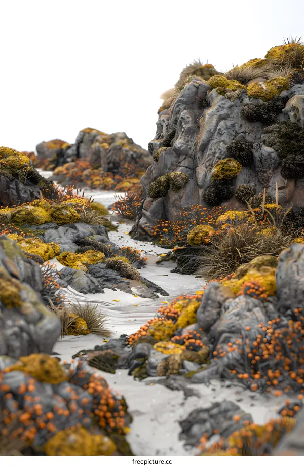 Yellow Flowers and Rocks In The Desert