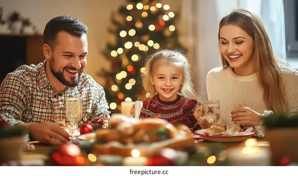 Merry Christmas Family Dinner Celebration