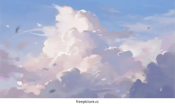 A Vibrant and Fluffy Cloud Formation Against Clear Blue Sky