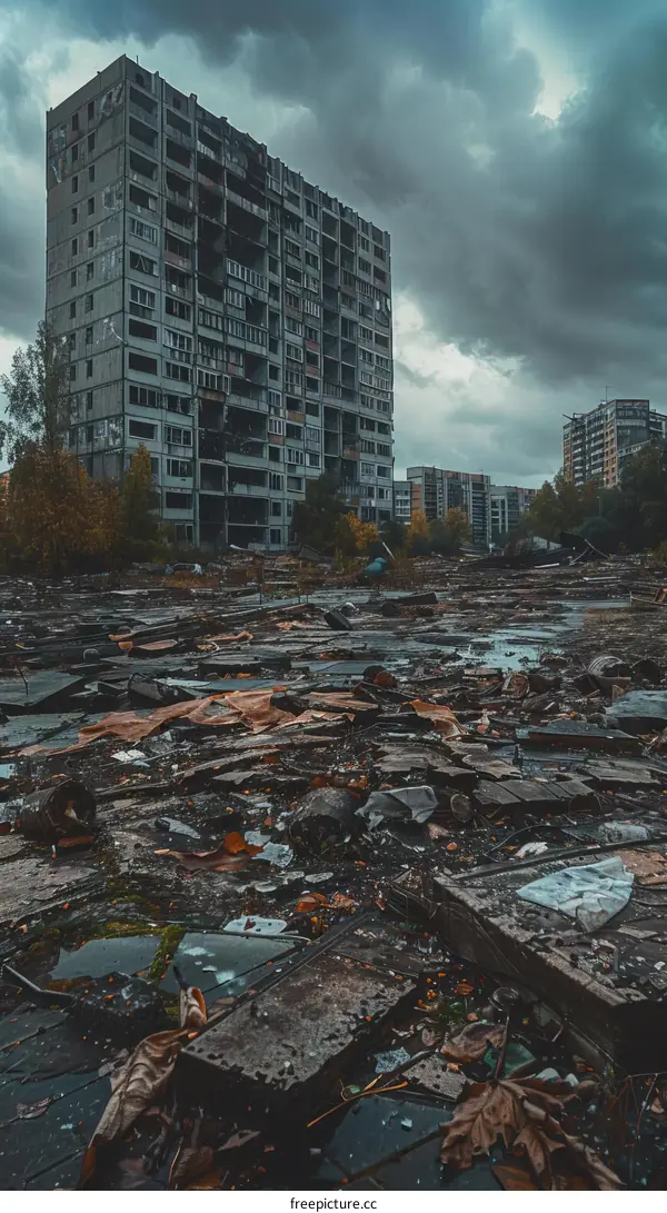 Ruins of a Soviet apartment building
