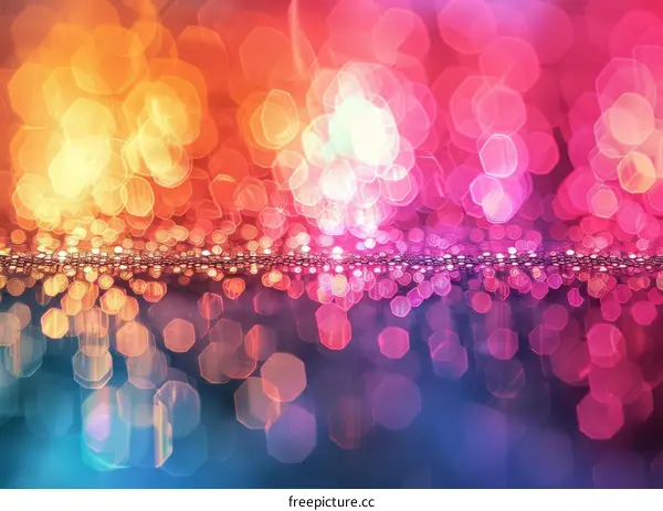 Vibrant Bokeh Abstract Background with Orange to Blue Gradient