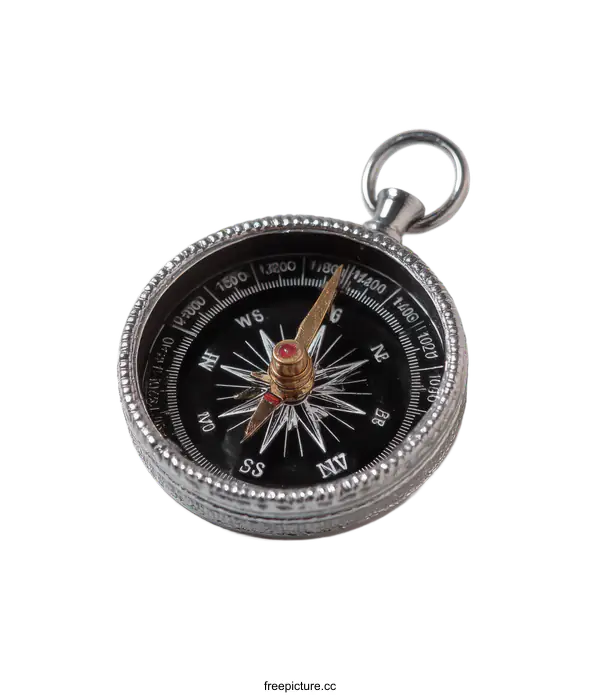 [Transparent Background PNG]Vintage Pocket Compass with Detailed Design