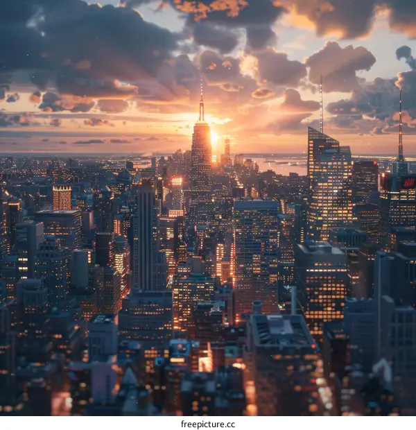 New York City Skyline at Sunset