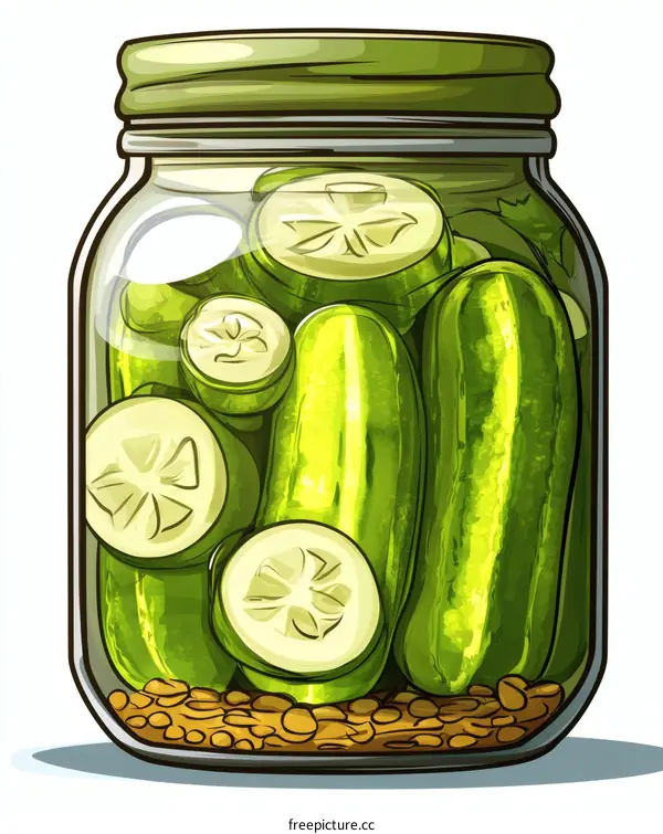 Pickled Cucumbers in a Glass Jar Illustration