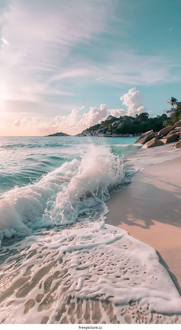 White Foam Wave on the Beach