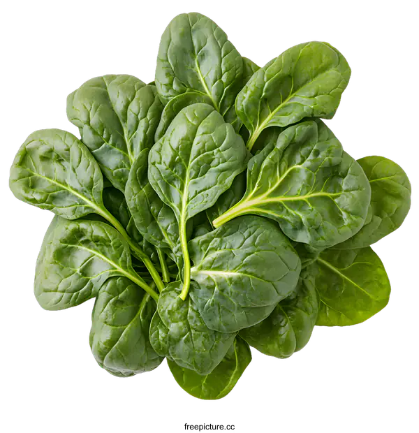 [Transparent Background PNG]Fresh Green Spinach Leaves Isolated On White Background