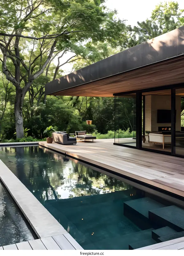 Modern House With Pool And Patio