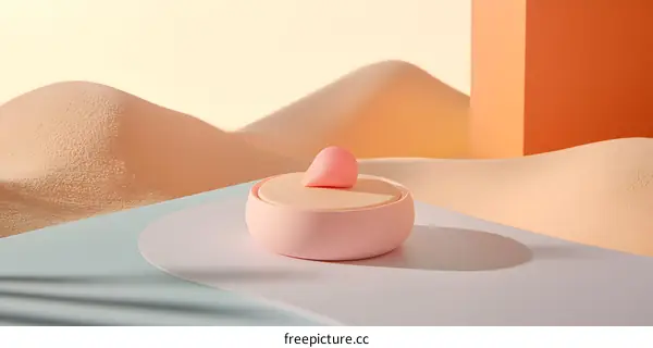 Pink Makeup Sponge on Abstract Background