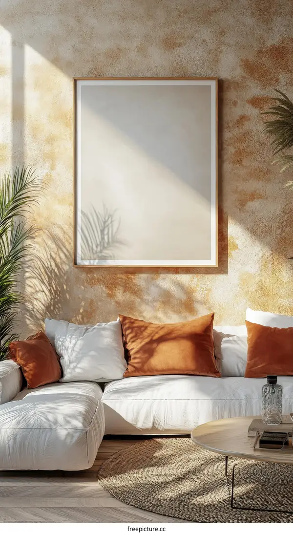 Modern Minimalist Living Room with Empty Frame