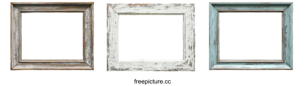 [Transparent Background PNG]Three Vintage Wooden Picture Frames