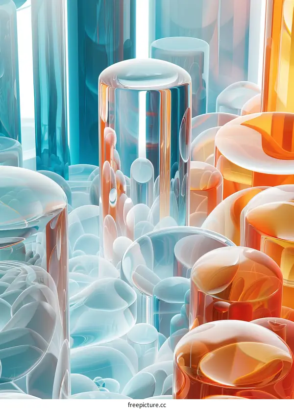Abstract Colorful Translucent Cylinders