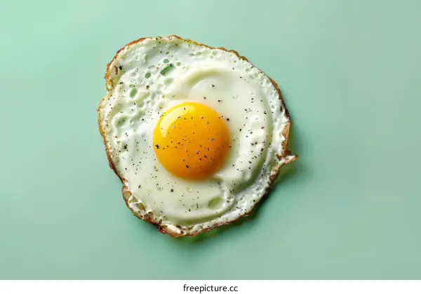 Fried egg on a green background