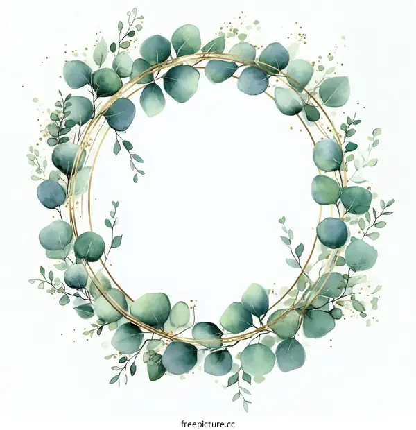 Elegant Watercolor Eucalyptus Wreath Design