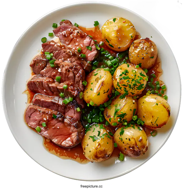 [Transparent Background PNG]Grilled Steak and Potatoes Dinner
