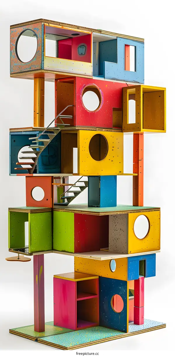 Colorful 3D structure made of blocks