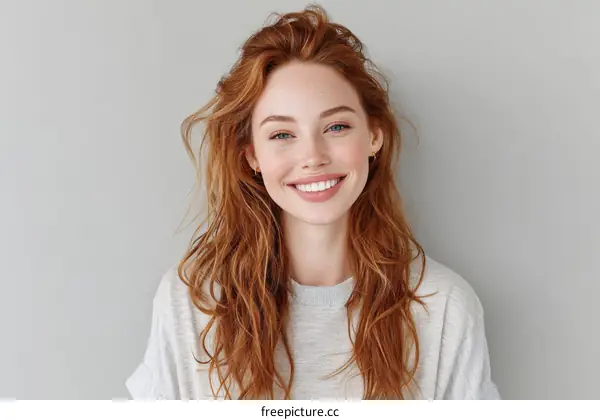 Smiling Woman with Red Hair Portrait