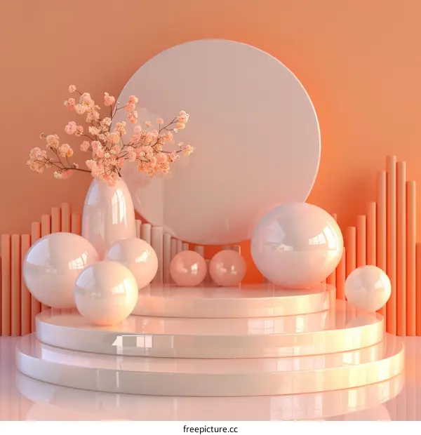 Modern Minimalist Pastel Peach Blossom Display