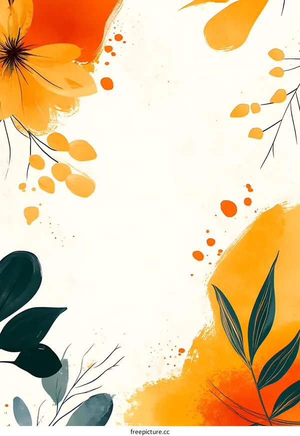 Abstract Watercolor Floral Background Design With Green And Yellow Tones