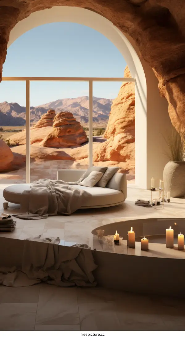 Futuristic Desert Home with Large Windows and Minimalist Interior