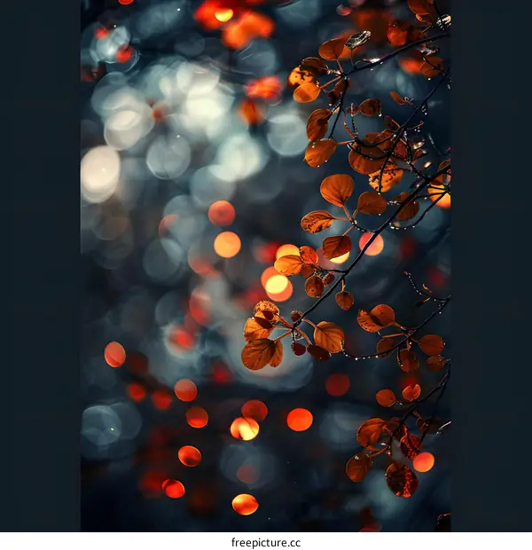 Autumn Leaves and Bokeh Lights