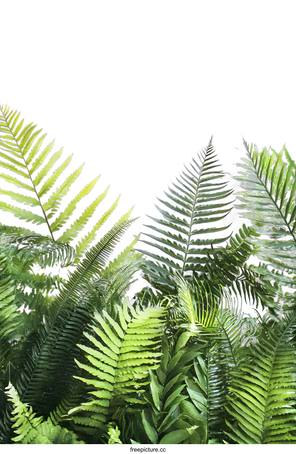 [Transparent Background PNG]Green Fern Leaves On White Background