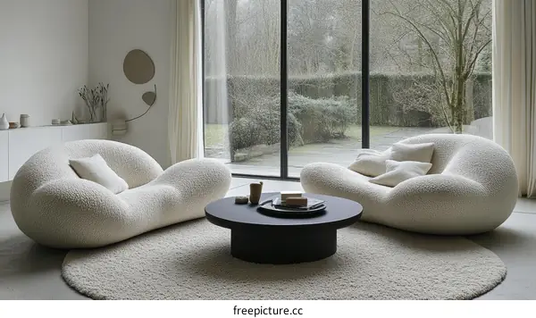 Modern Beige Living Room with Unique Sofa