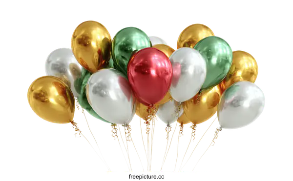[Transparent Background PNG]Colorful Bunch of Metallic Balloons