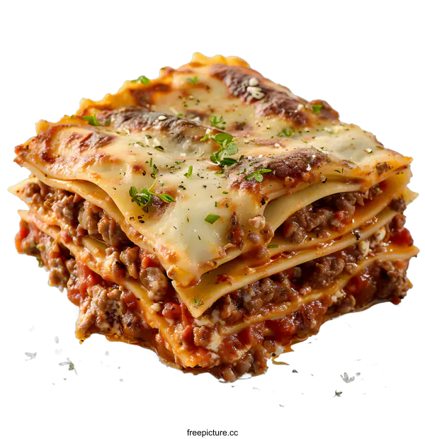 [Transparent Background PNG]Delicious Homemade Lasagna on White Background