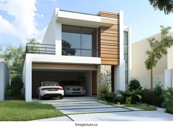 Modern Two Story House Design With Garage