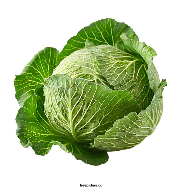 [Transparent Background PNG]Fresh Green Cabbage Isolated on White