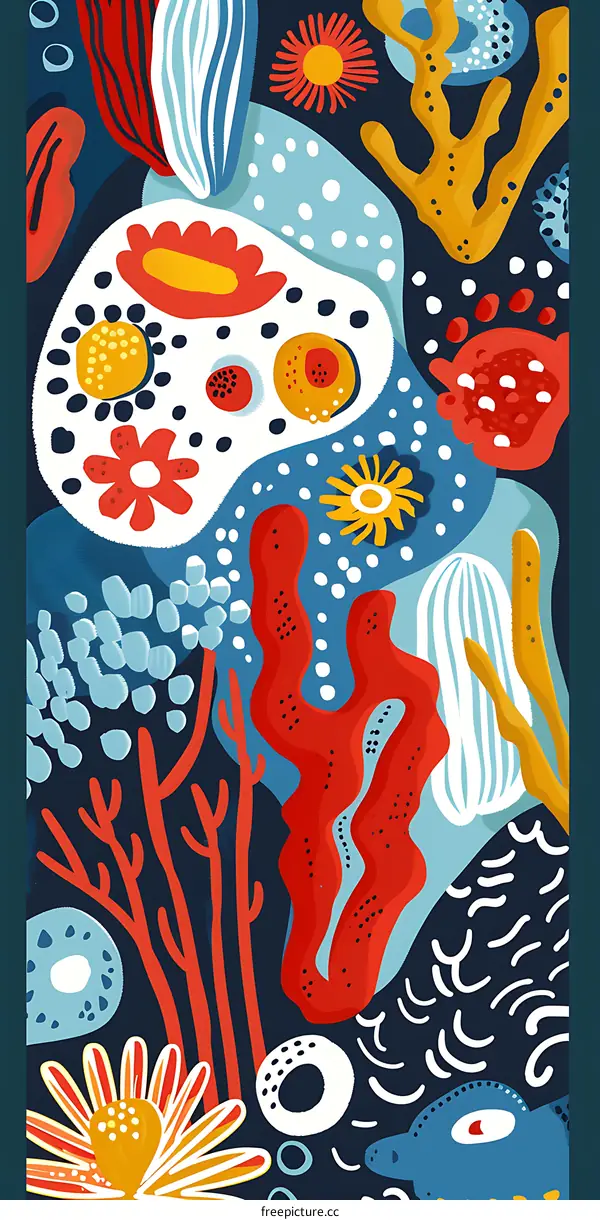 Abstract Illustration of Colorful Coral Reefs