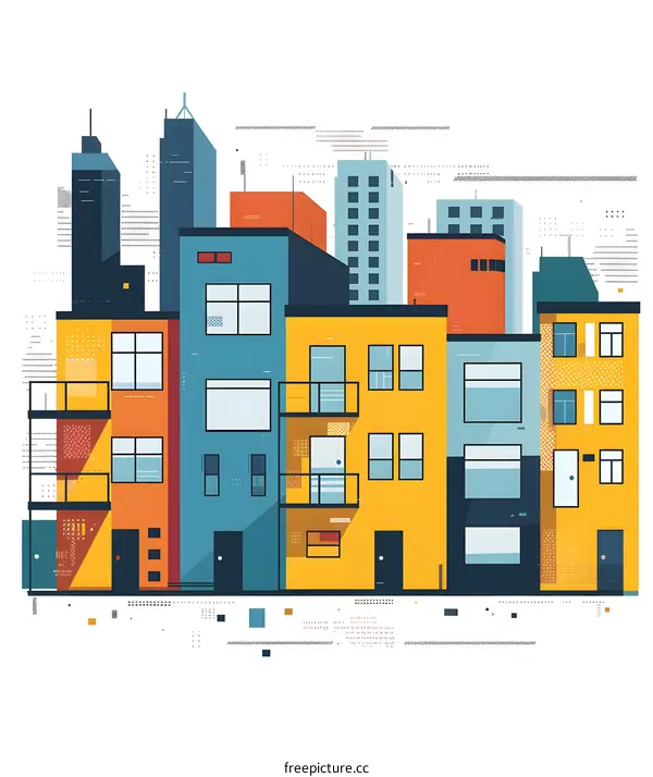Colorful Modern Cityscape Illustration