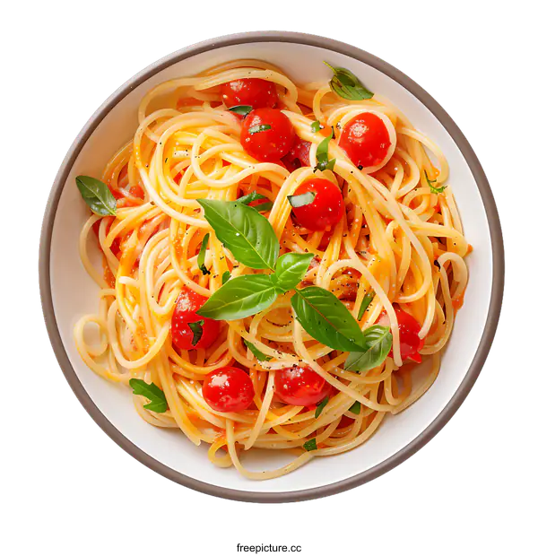 [Transparent Background PNG]Delicious Italian Spaghetti with Cherry Tomatoes