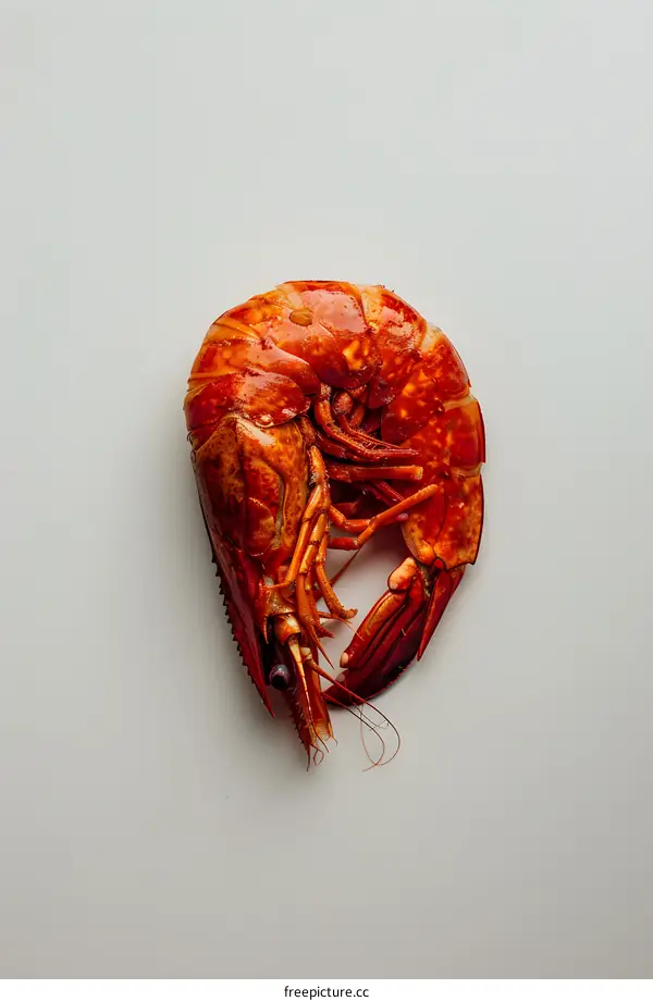 Cooked Shrimp on White Background