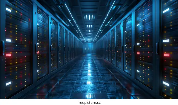 Modern Data Center Interior Illustration