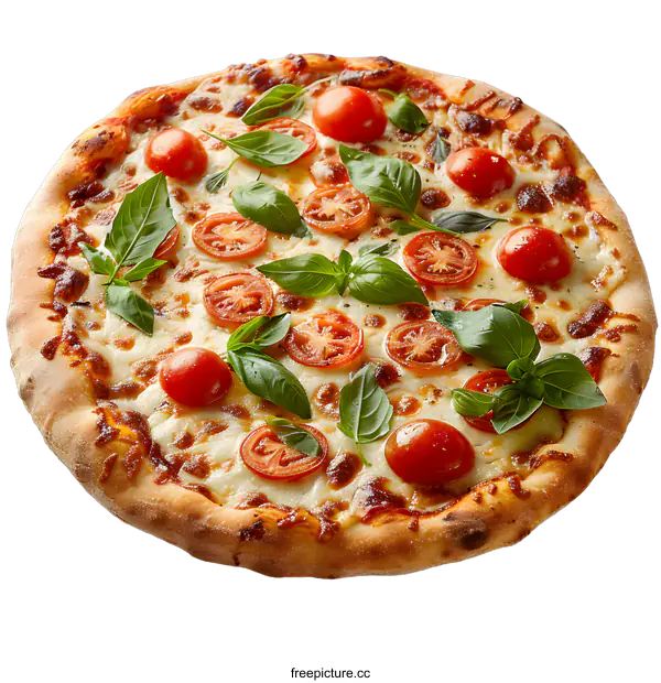 [Transparent Background PNG]Delicious Italian Pizza Margherita on White Background